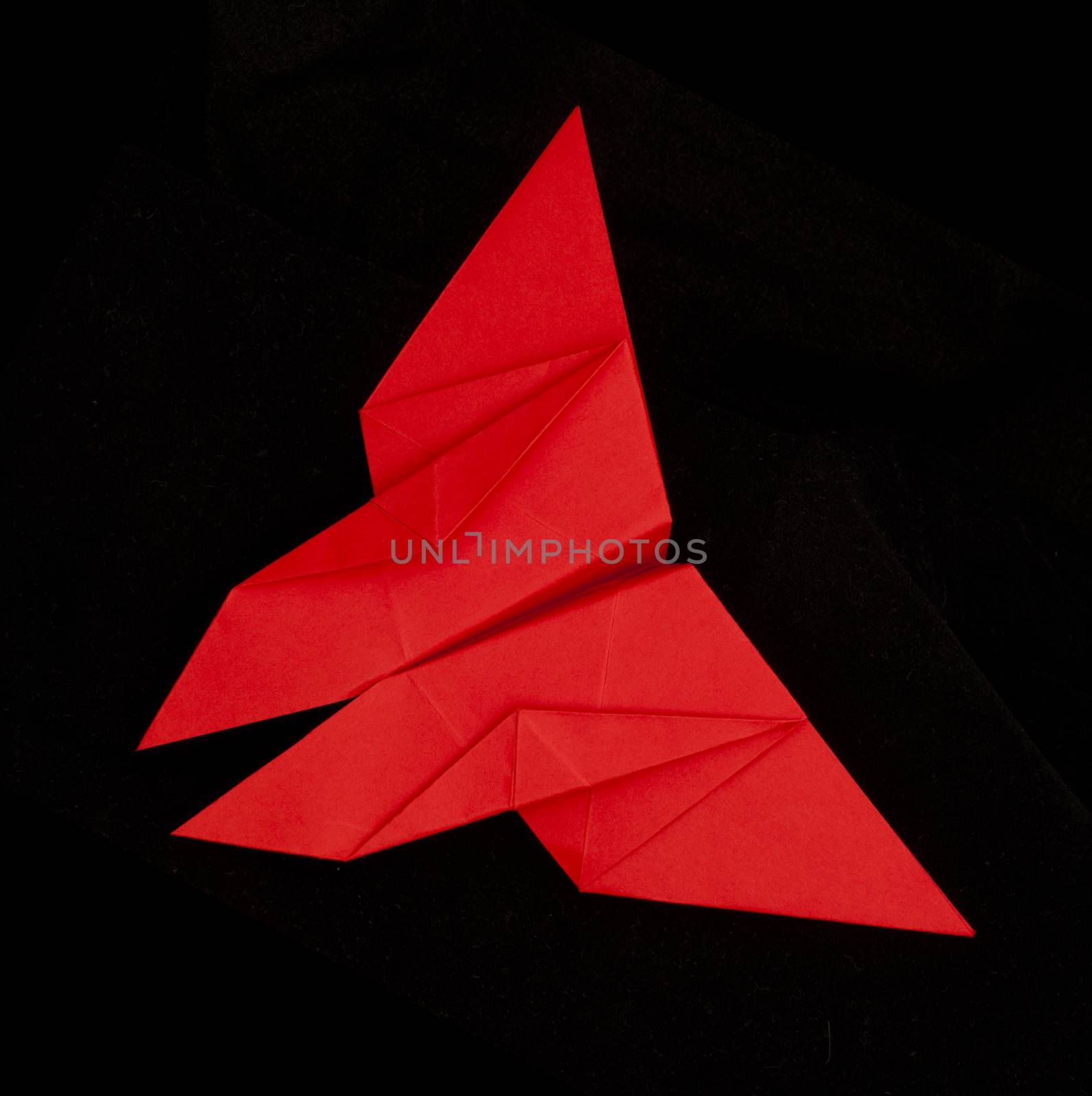 Red butterfly. Folded origami style