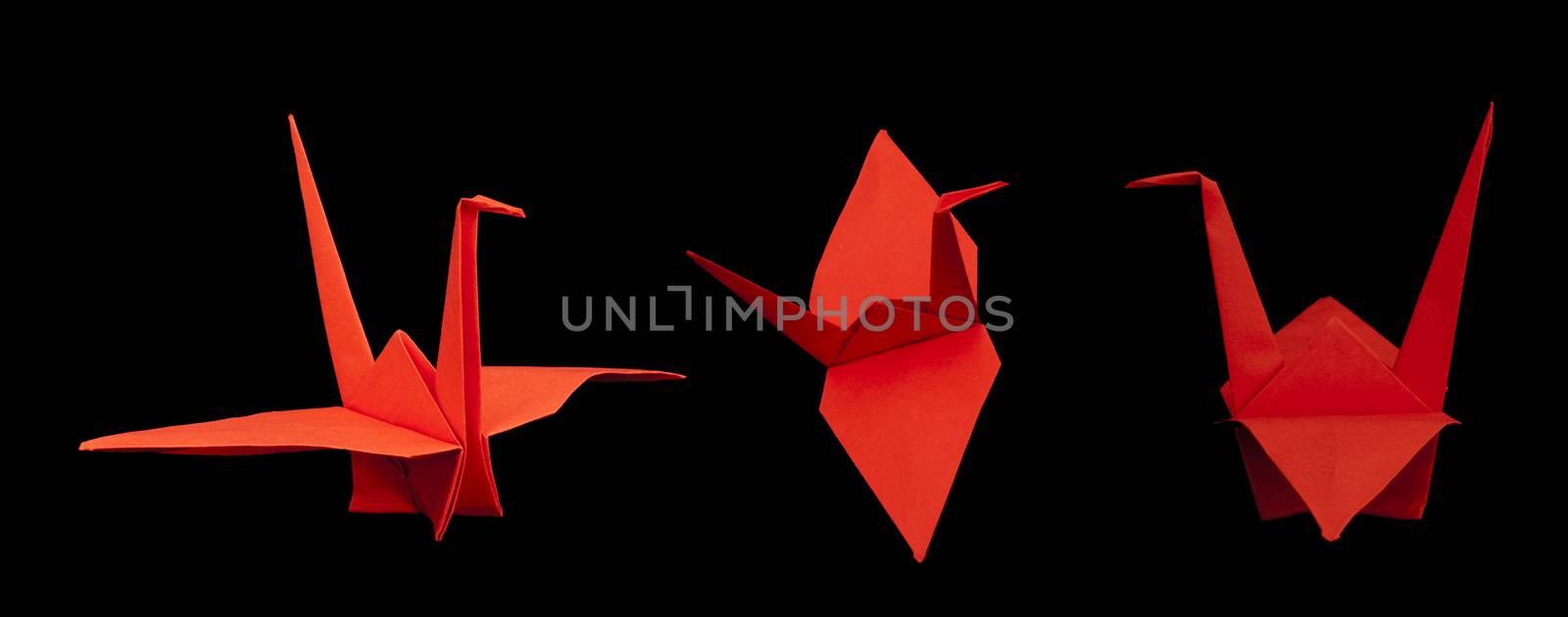 Red crane bird origami folded syle