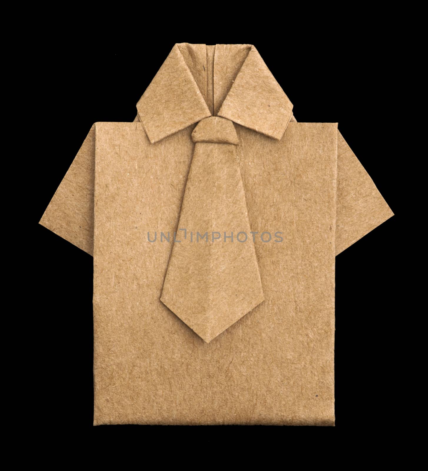 Isolated paper made brown shirt.Folded origami style