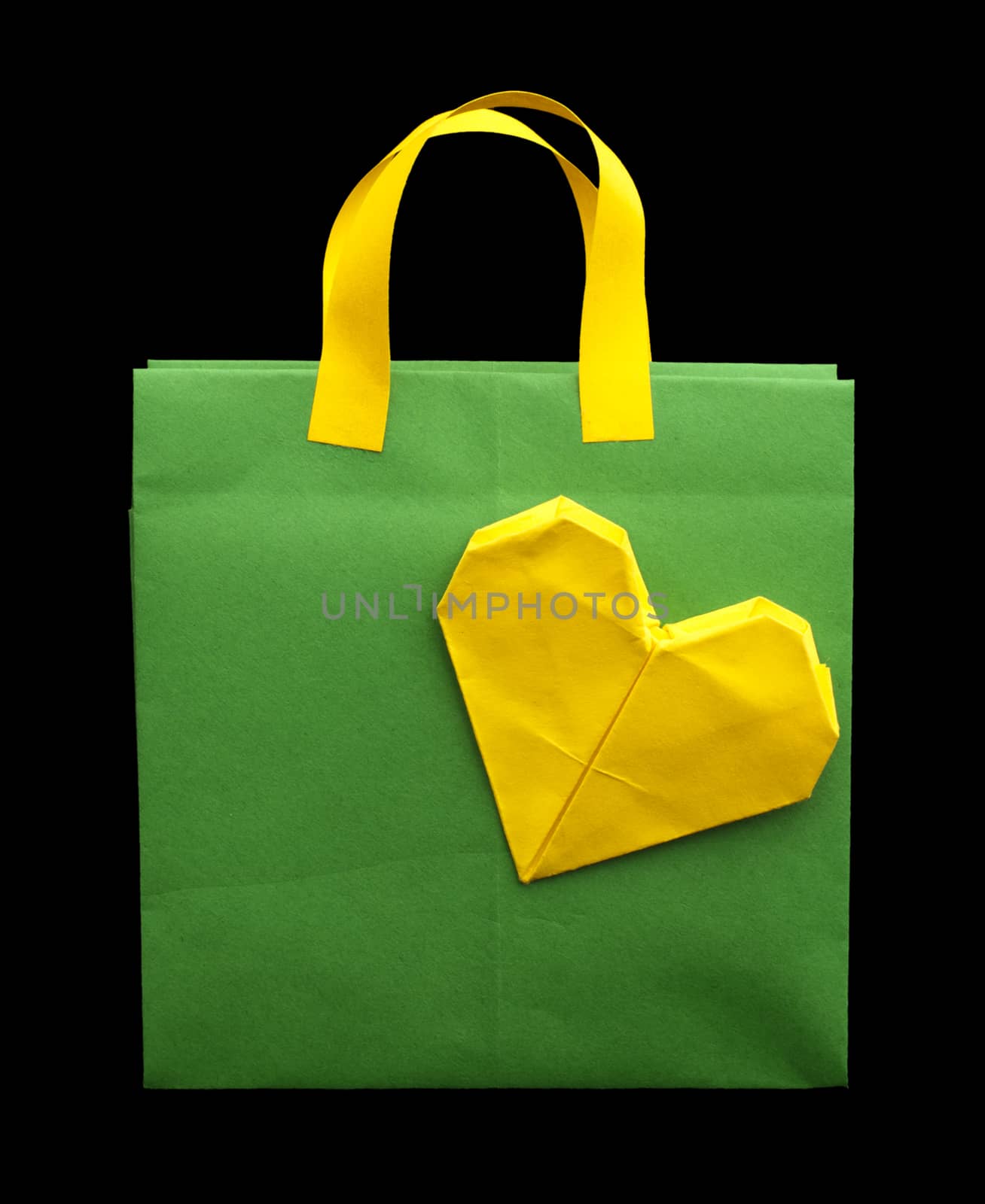Green shopping bag with heart. by deyan_georgiev