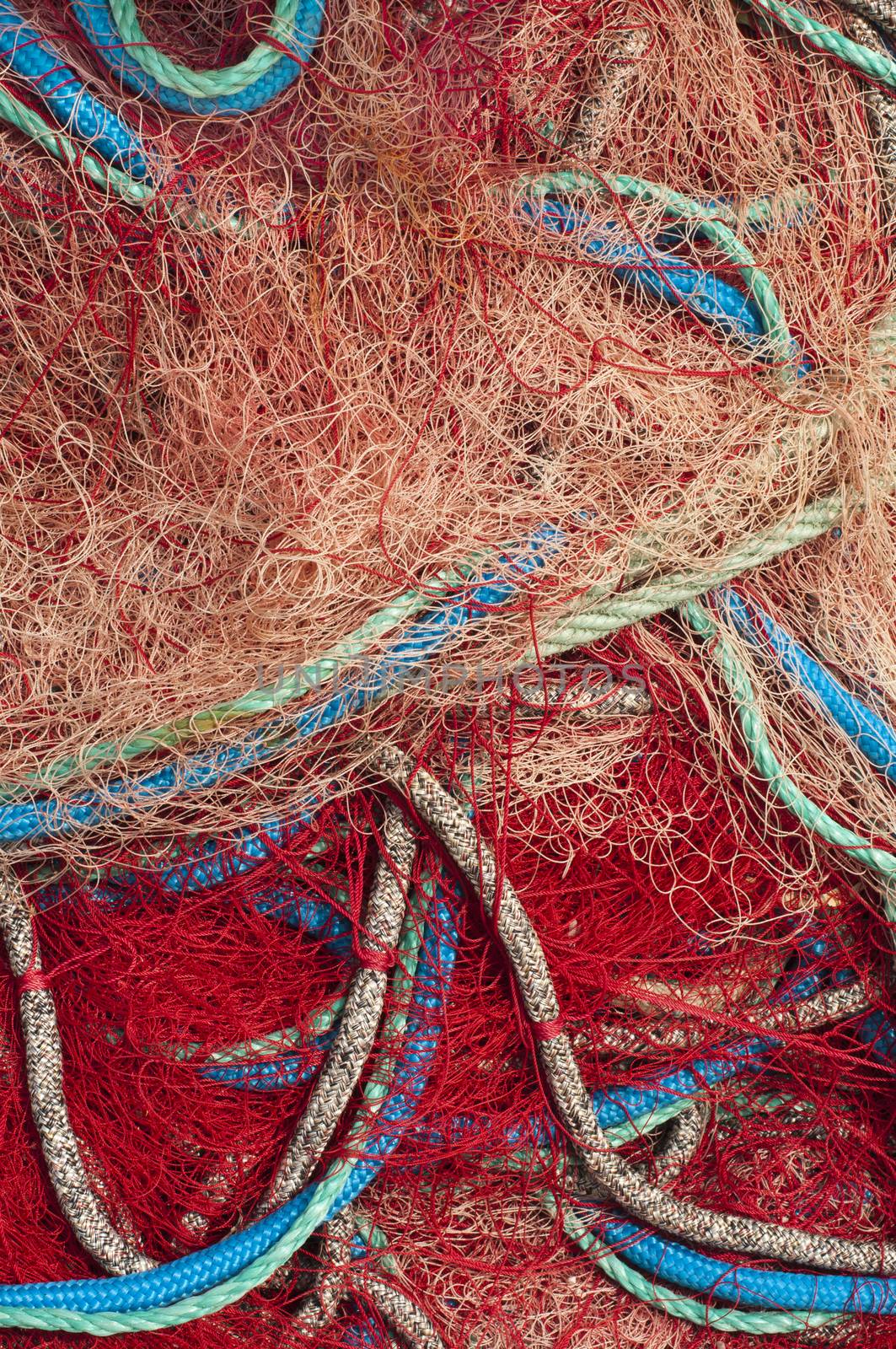 Red color fishing nets background