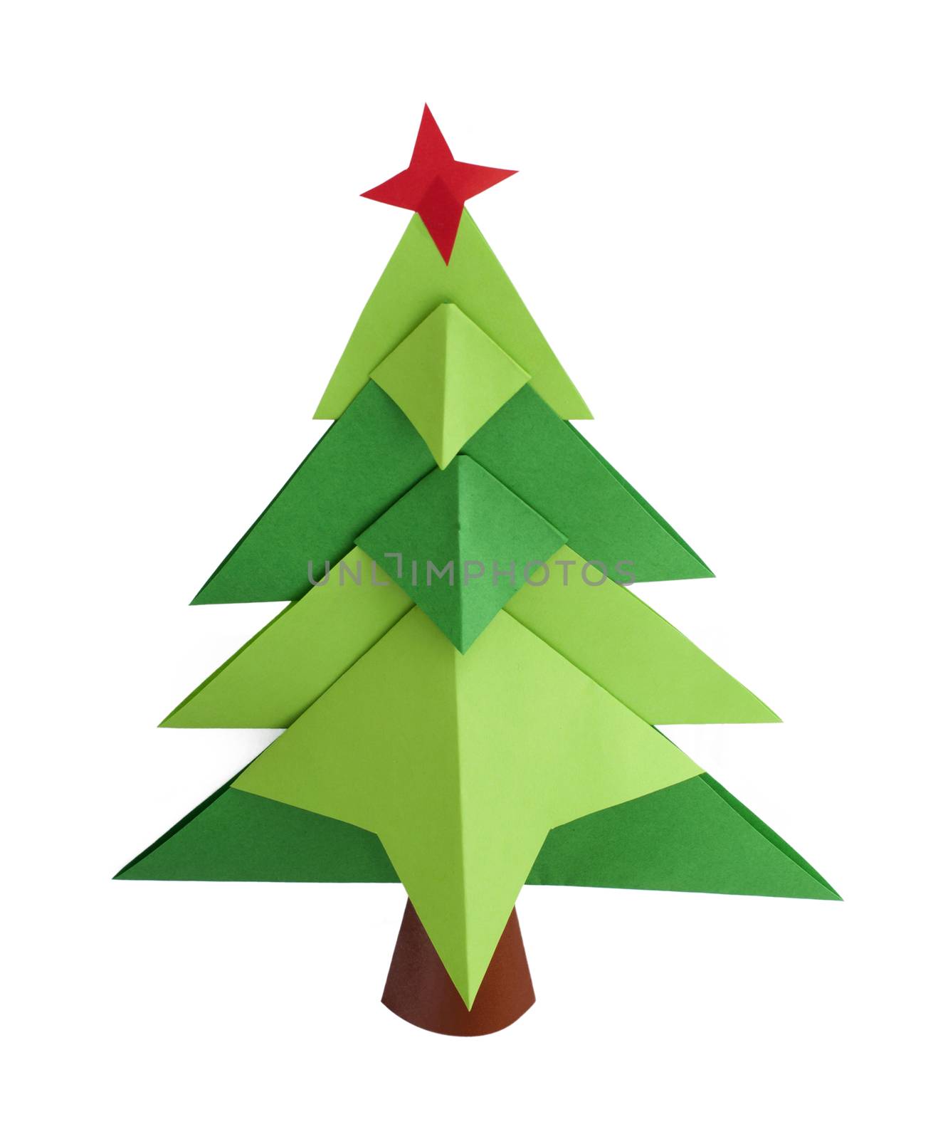 Christmas tree white isolated origami