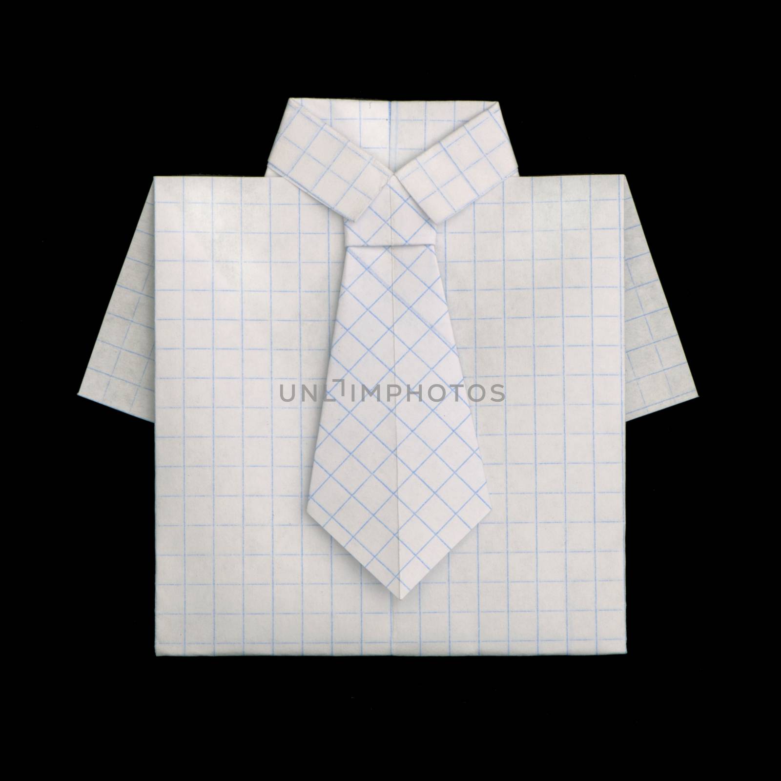 Isolated paper made shirt.Folded origami style