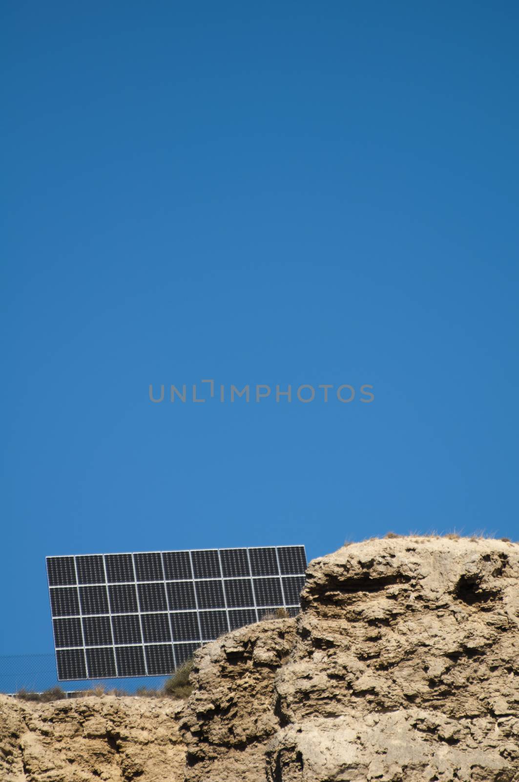 Solar panels on the mountain hill