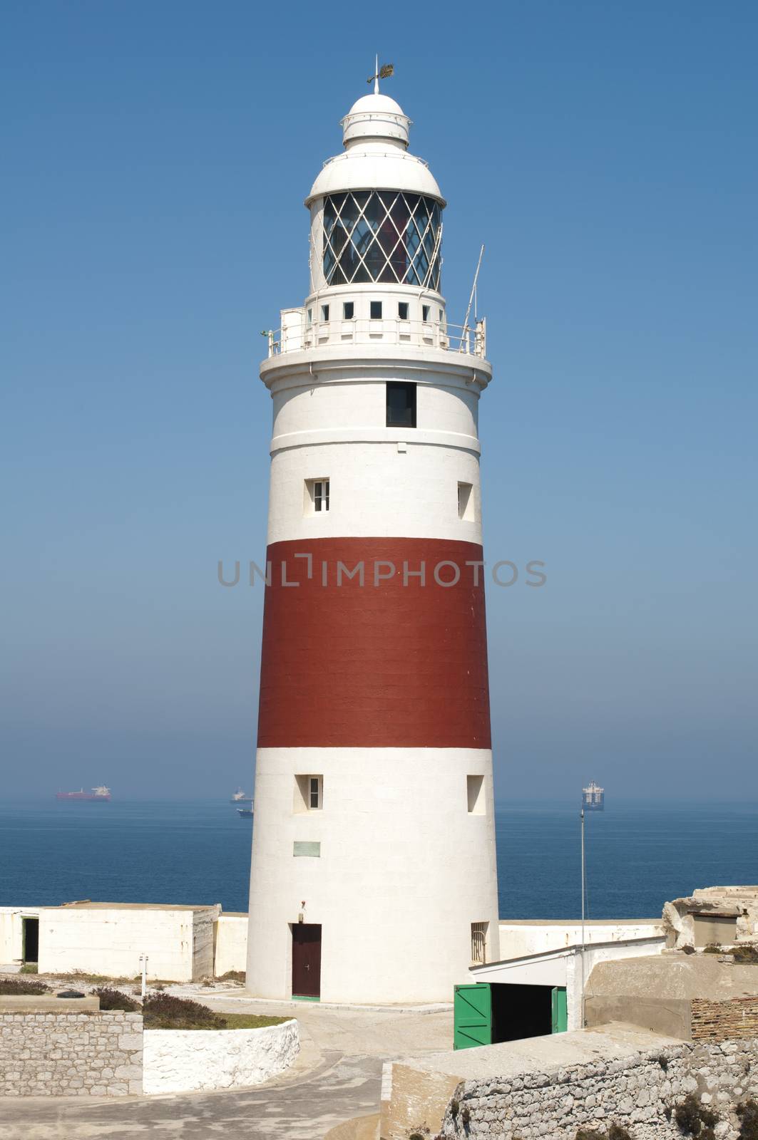 View of the port light and the port entrance of Gibraltar