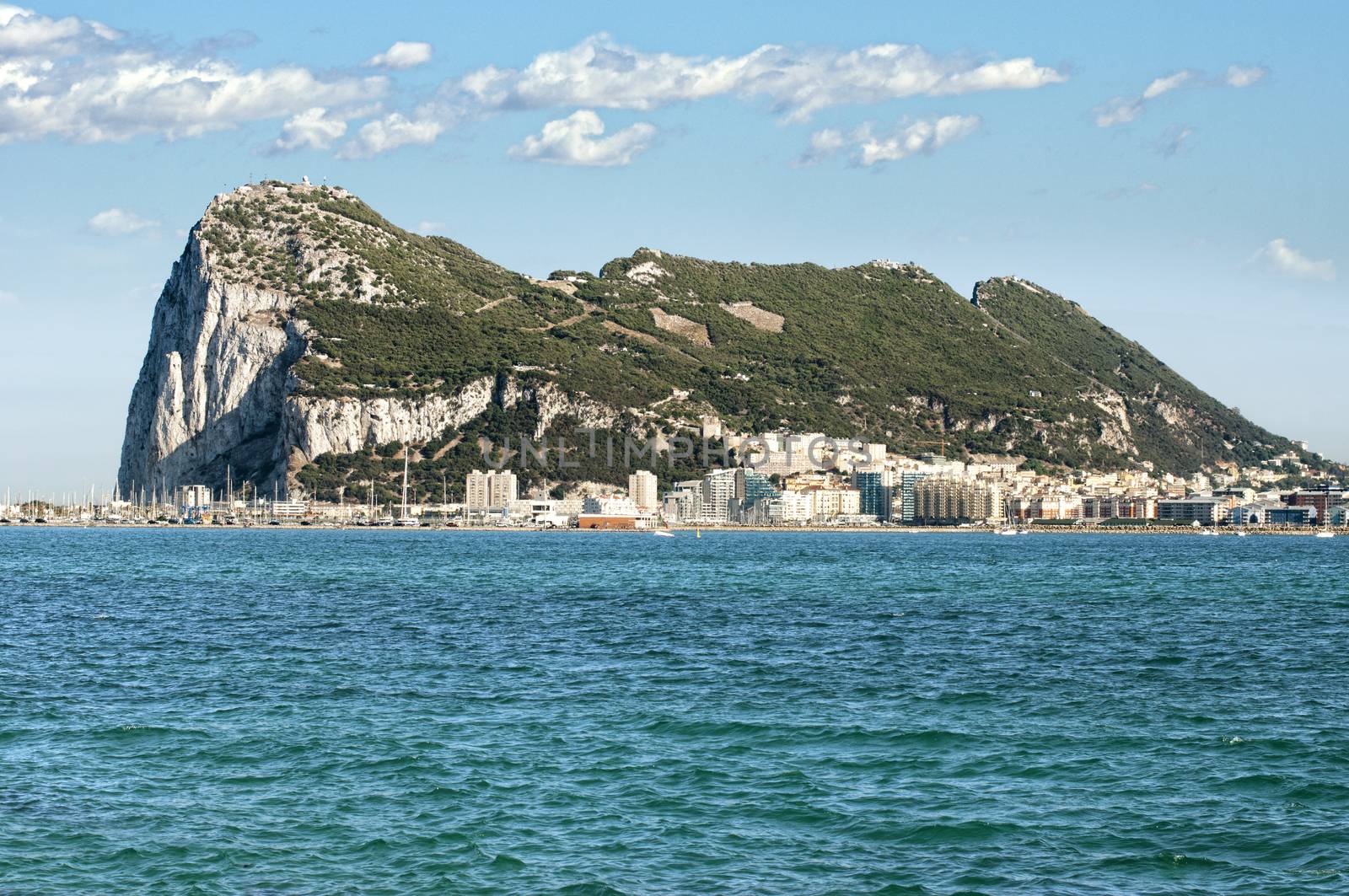 The rock of Gibraltar and the sea