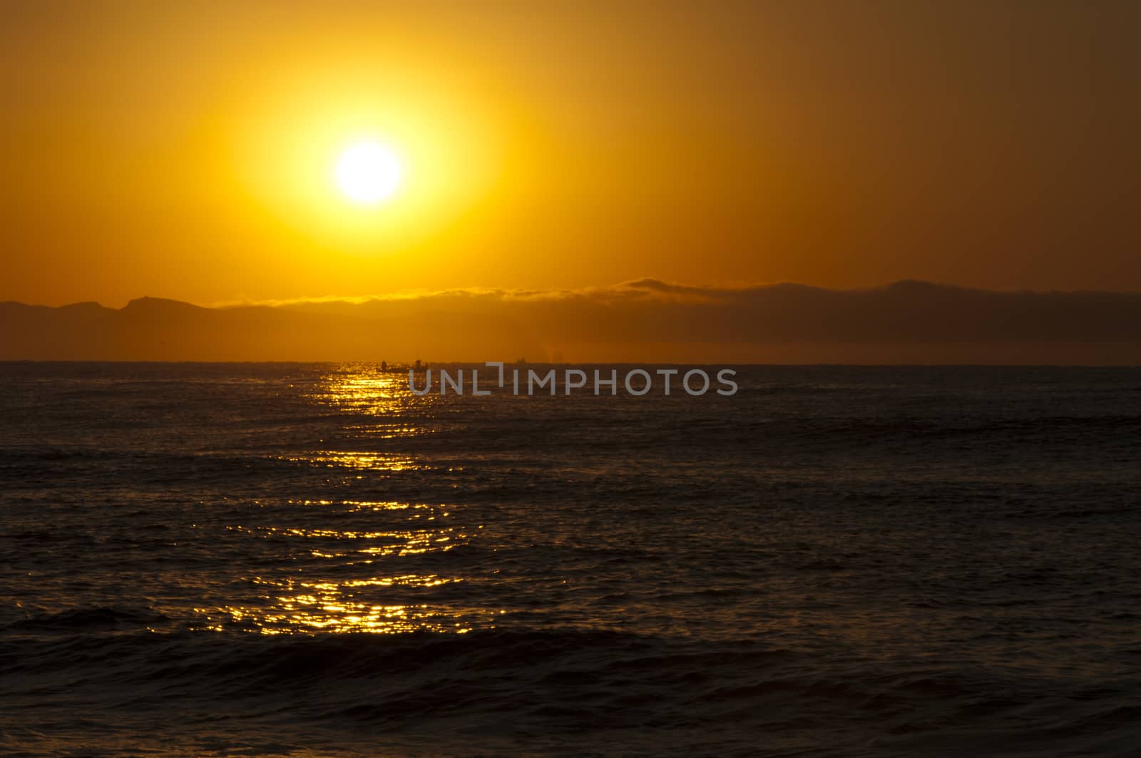 Mediterranean sunrise at sea. 