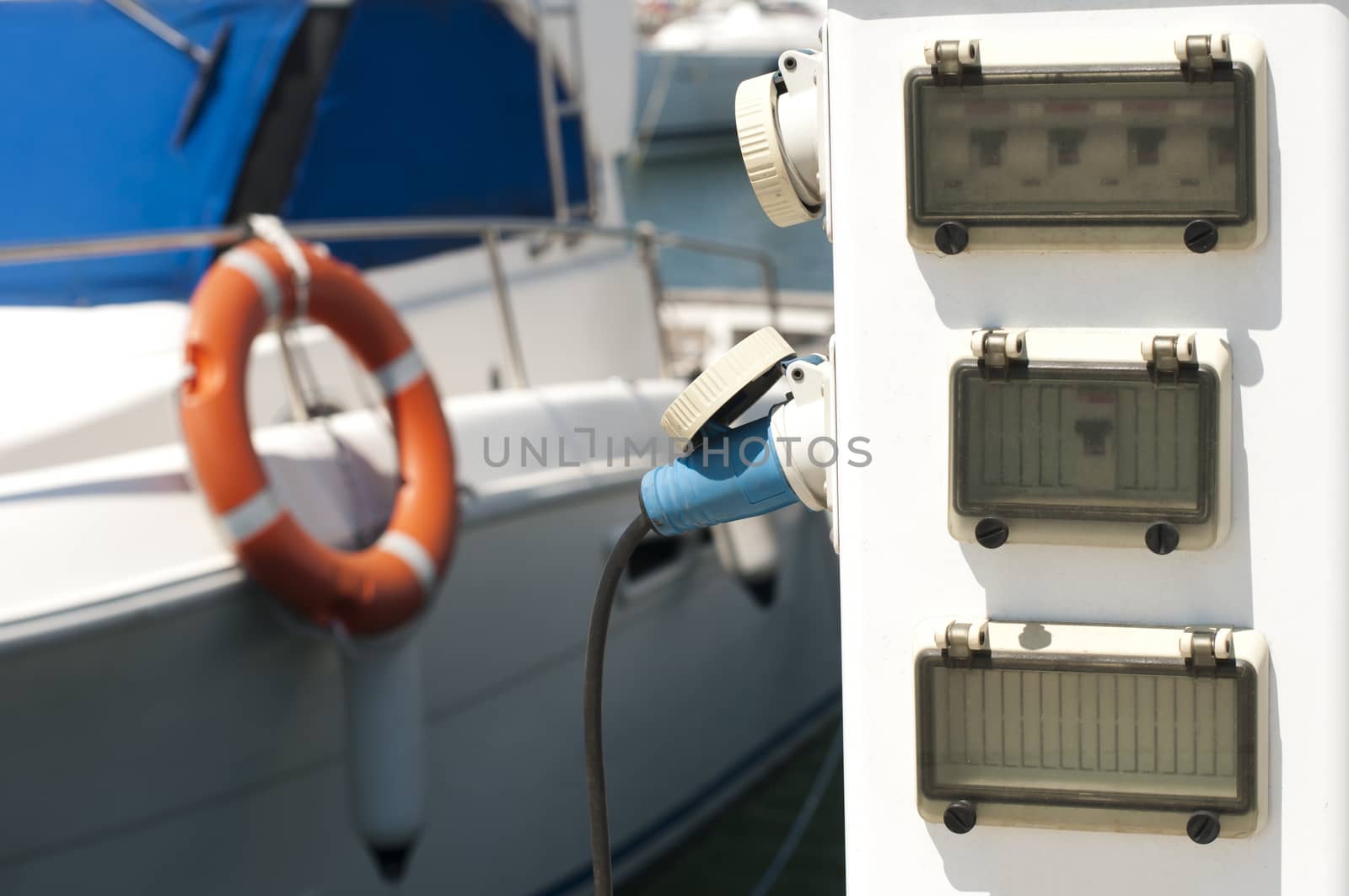 Power connector for ships and yachts. Marina