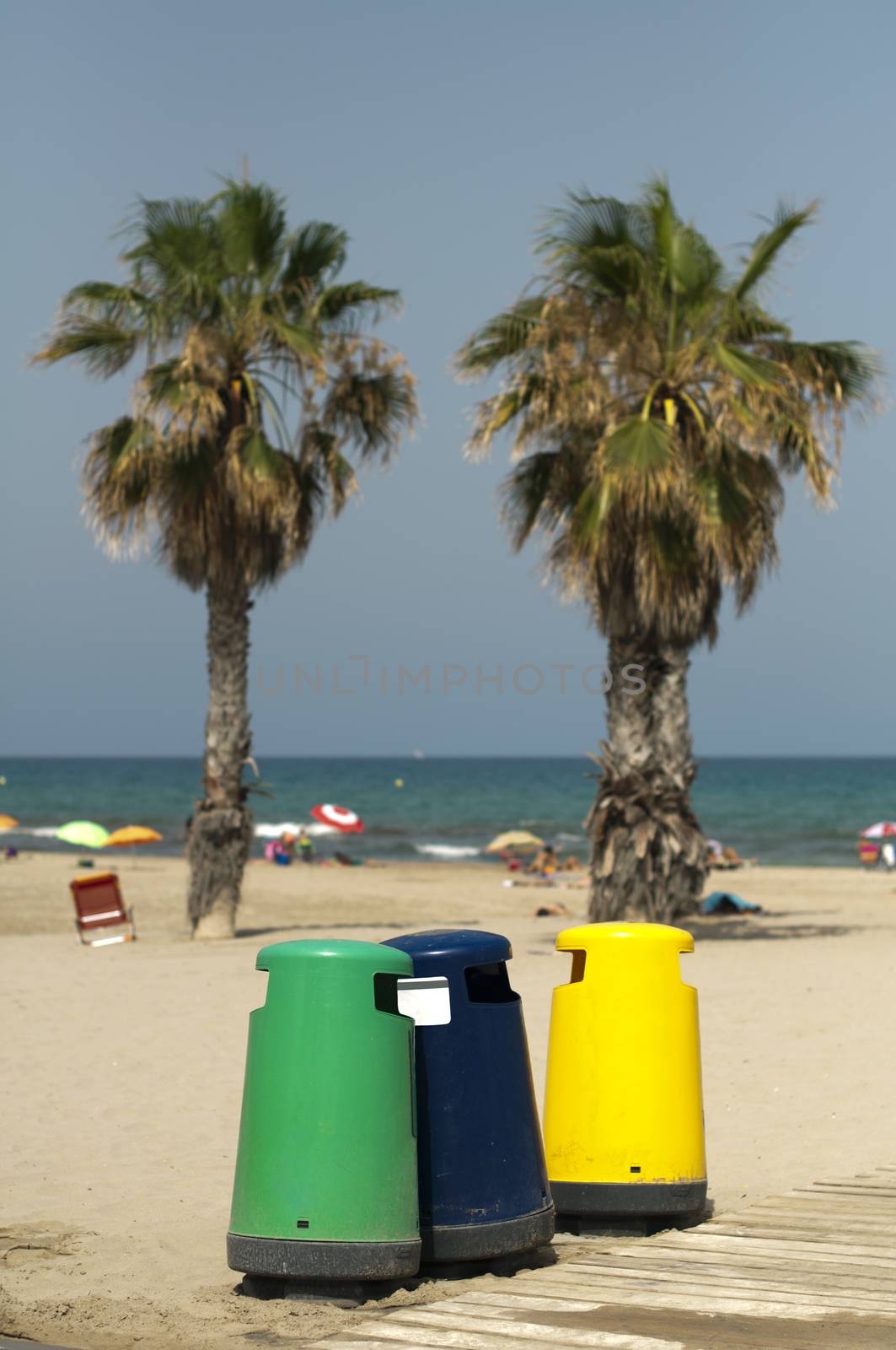 Separate collection of waste on the beach