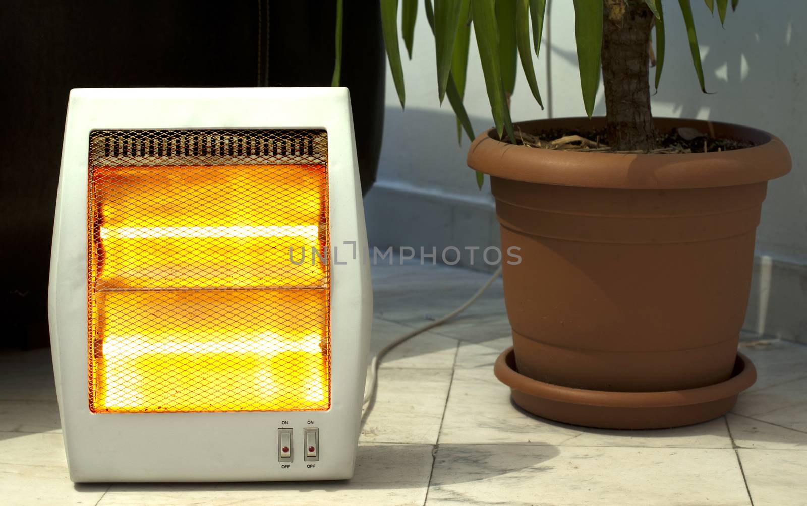 Electric heater and Pot close up