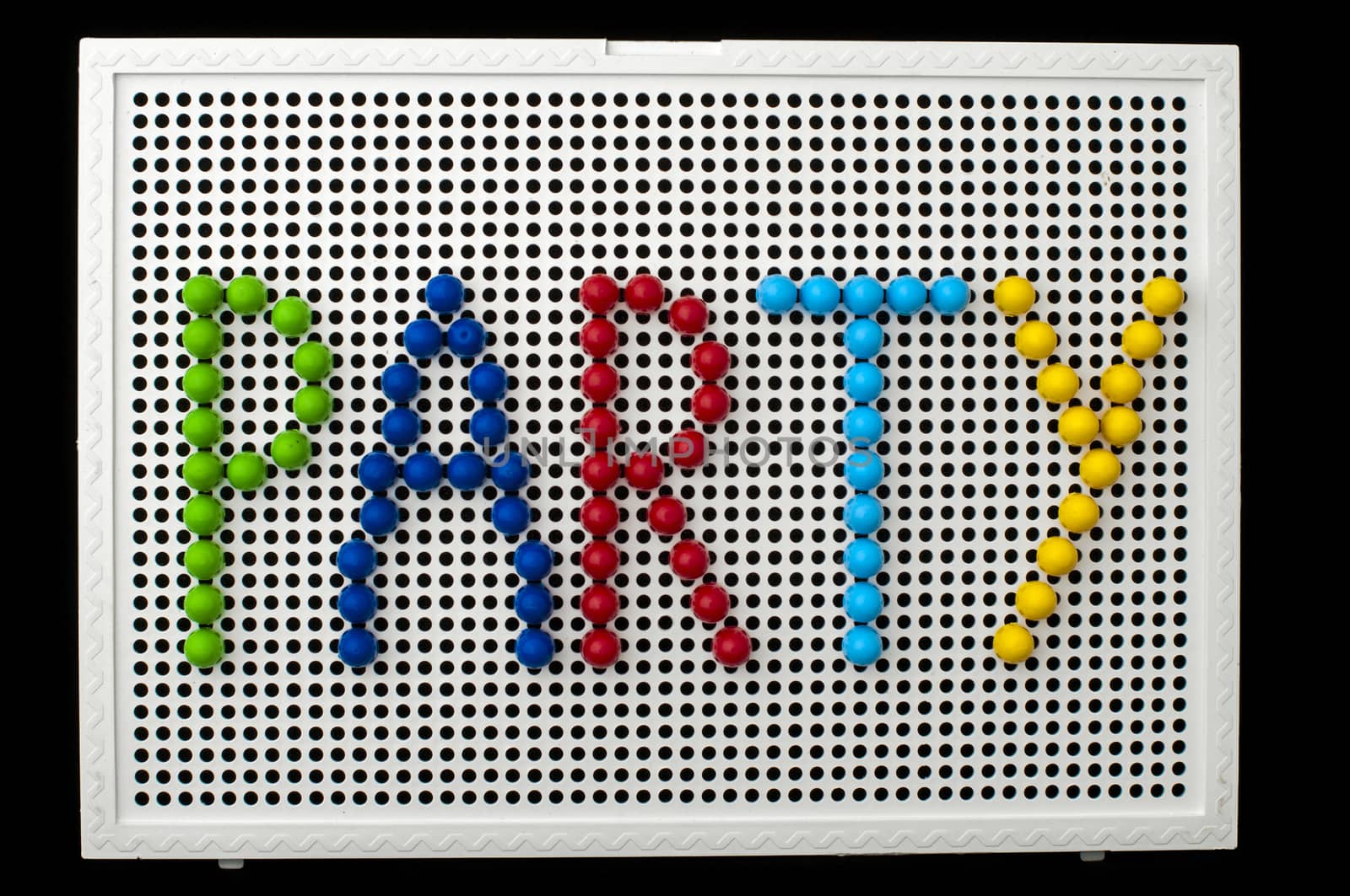 Text Party on child mosaic. Colorful mosaic pieces
