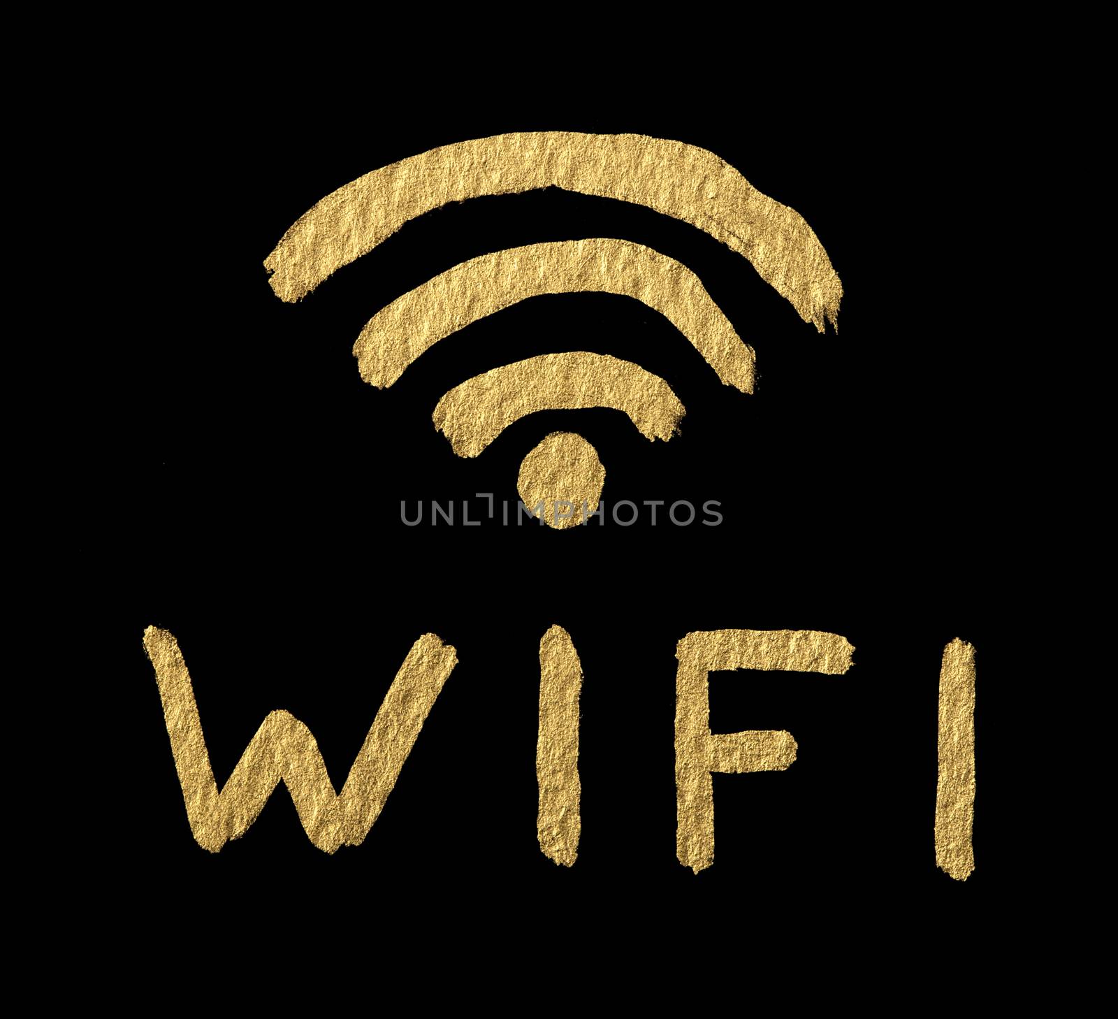 Word WIFI and symbol over black