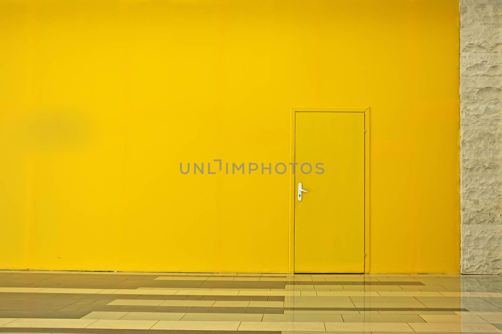 Yellow wall with a door by deyan_georgiev