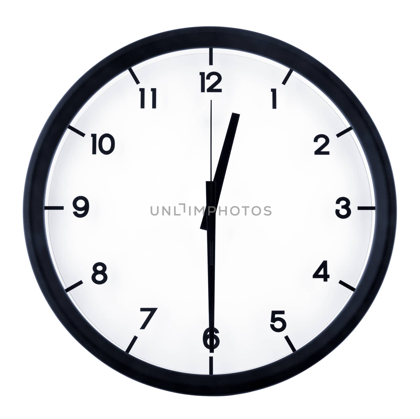 Classic analog clock pointing at 8 o'clock, isolated on white background
