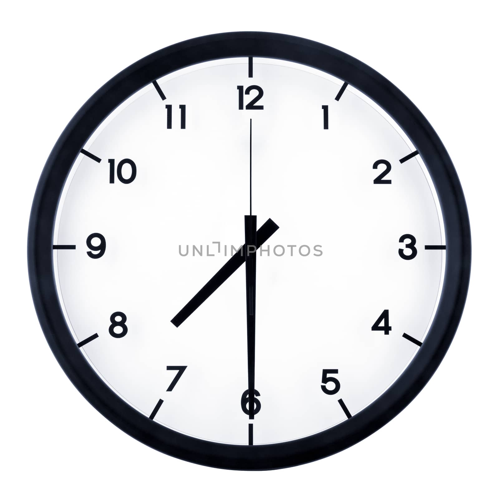 Classic analog clock pointing at 8 o'clock, isolated on white background