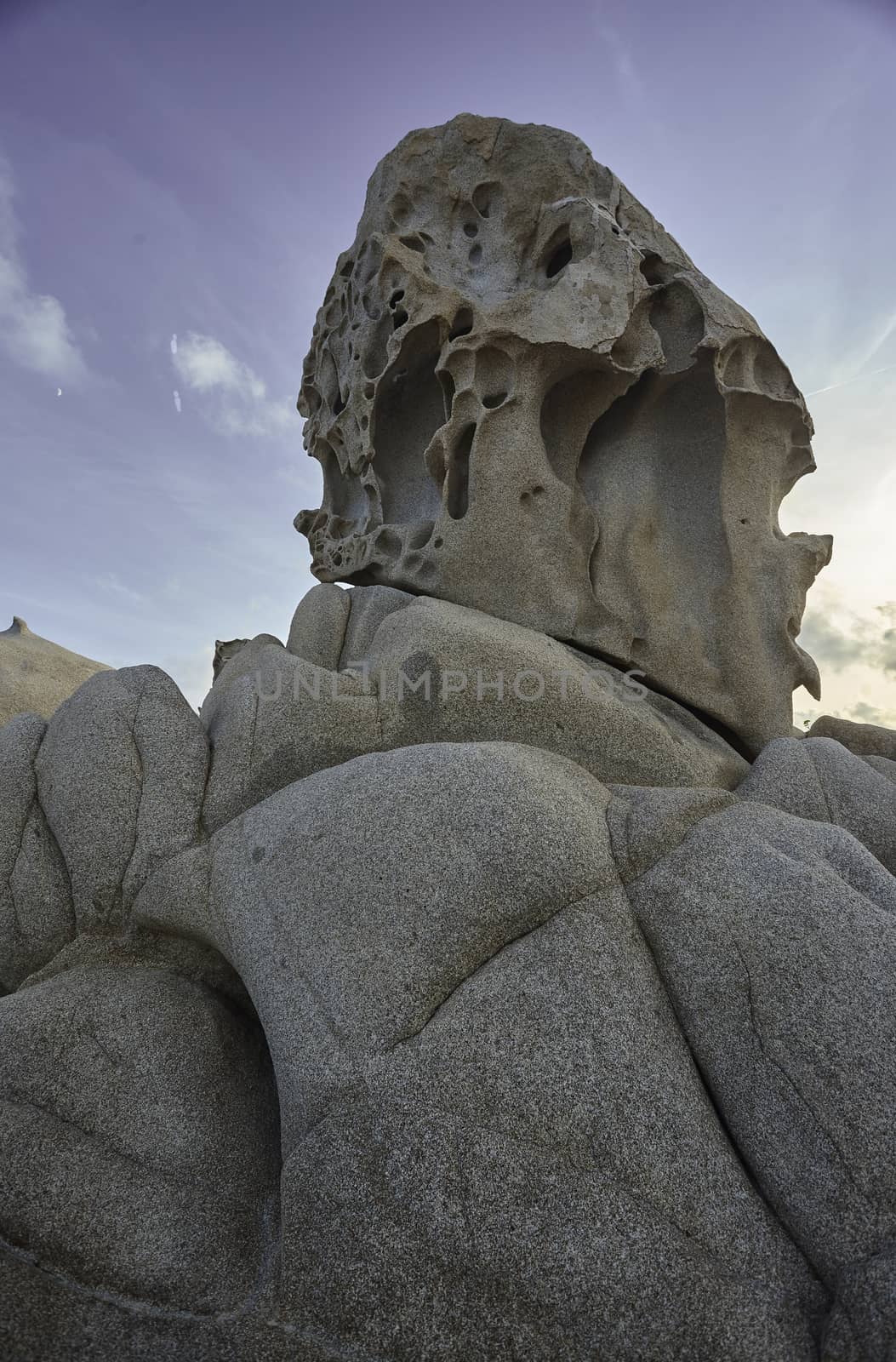 Particular granite rocks modeled and sculpted by the sea and the bad weather on the southern coast of Sardinia. Location Punta Molentis