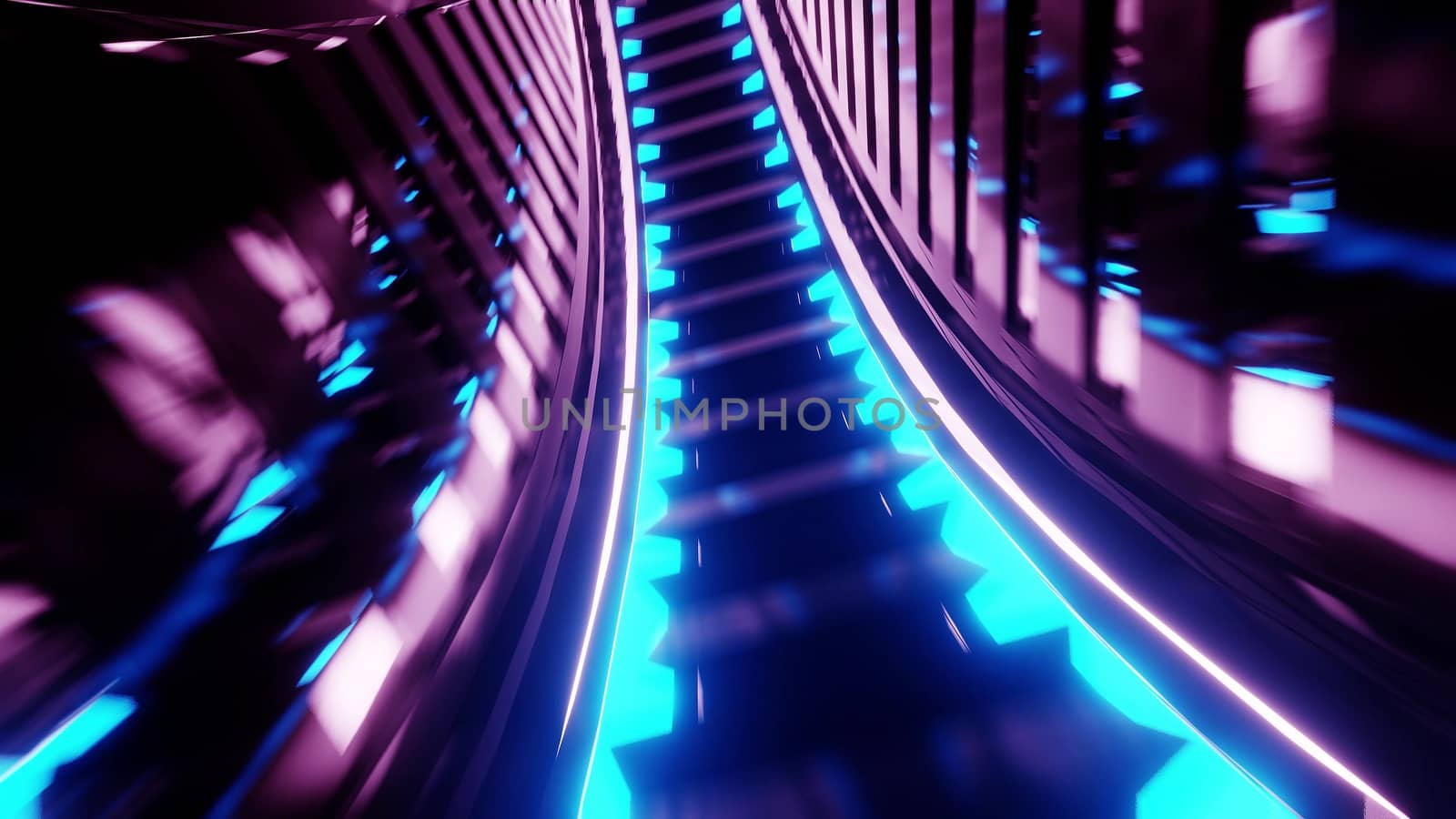 abstract glowing futuristic scifi subway tunnel corridor 3d rendering wallpaper background design, modern abstract sci-fi art with glowing lights 3d illustration