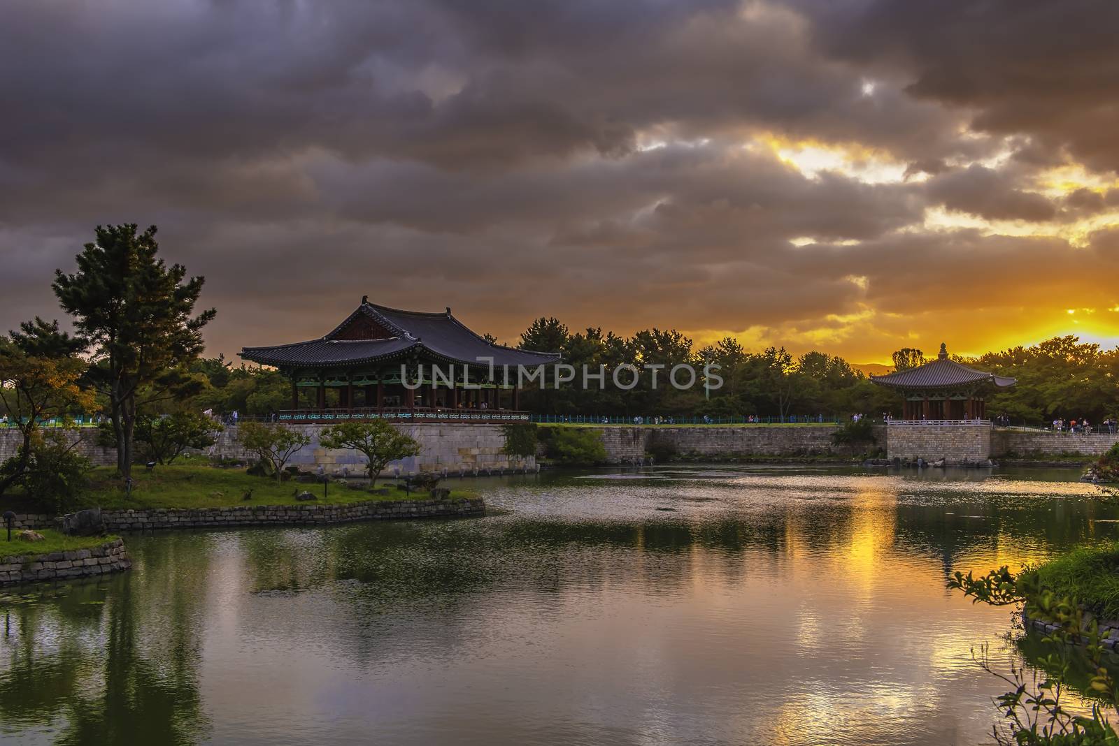 Donggung Palace and Wolji Pond at night in Gyeongju seoul korea.