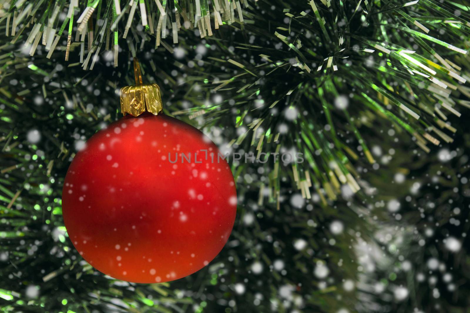 Picture of Christmas decorations on the Christmas tree. Picture perfect for a Christmas card or background.