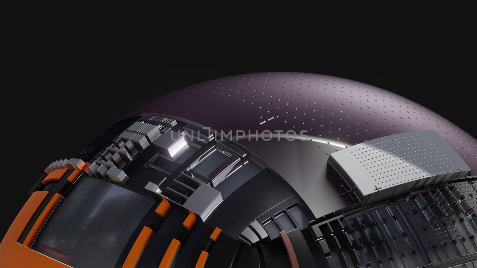 Abstract Hardsurface Sci-Fi Technology Sphere by cherezoff