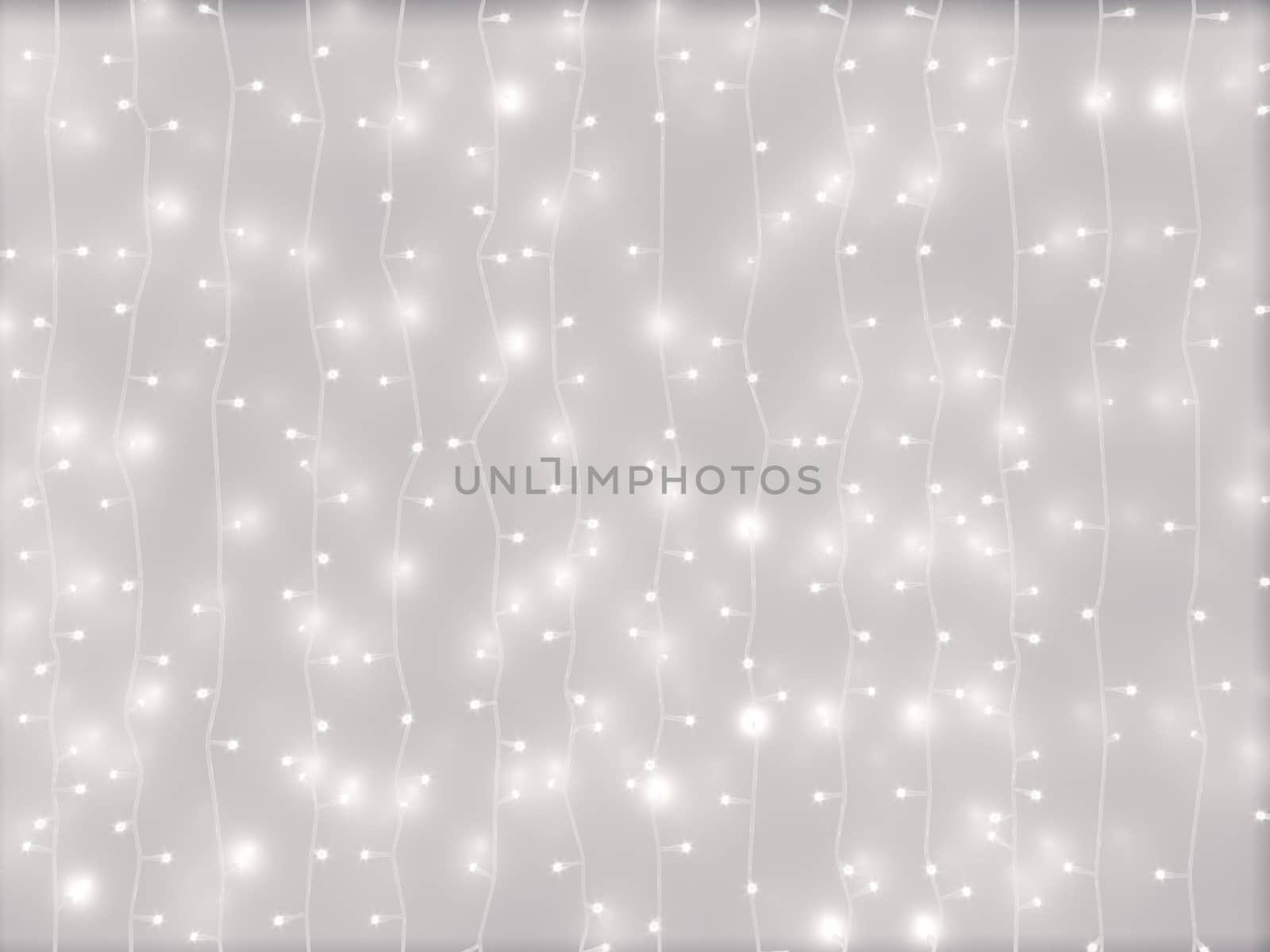 Christmas background with white light garland on a white background, 3d render