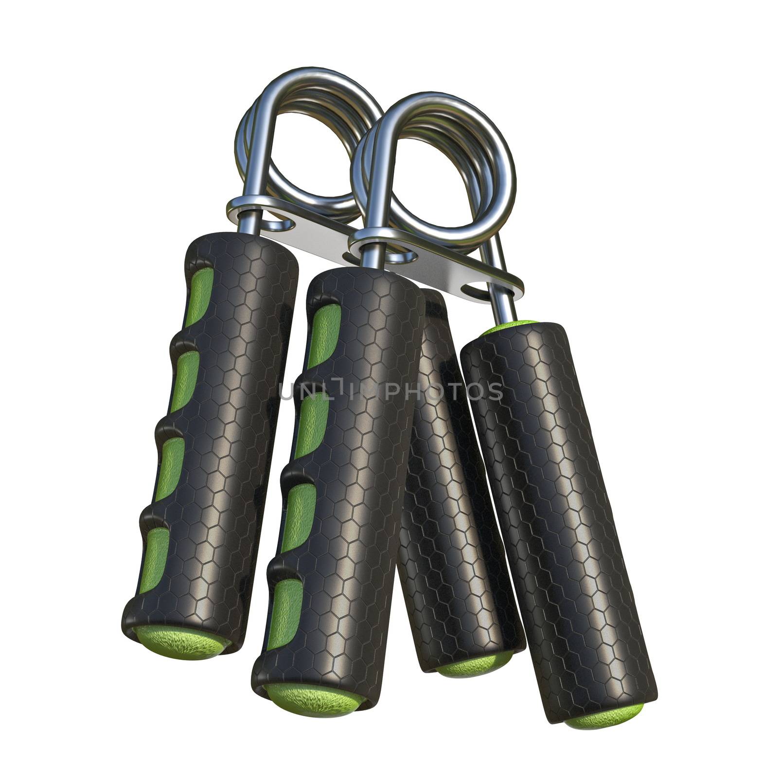 Two fitness hand grippers 3D render illustration isolated on white background