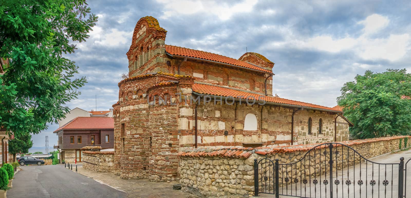 Nessebar, Bulgaria – 07.10.2019.  Church of St Stephen in the old town of Nessebar, Bulgaria, on a cloudy summer morning