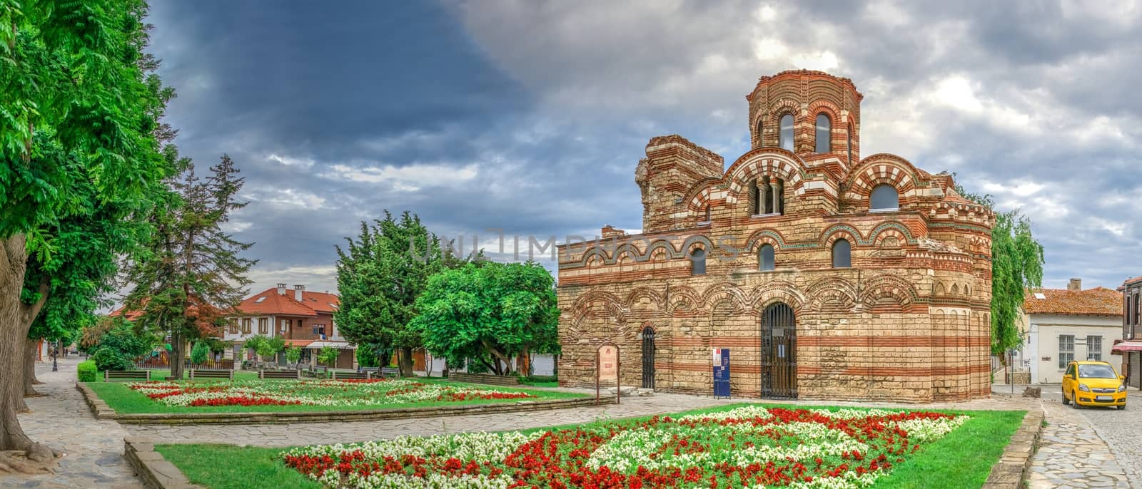 Nessebar, Bulgaria – 07.10.2019.  The Church of Christ Pantocrator in the old town of Nessebar, Bulgaria, on a cloudy summer morning