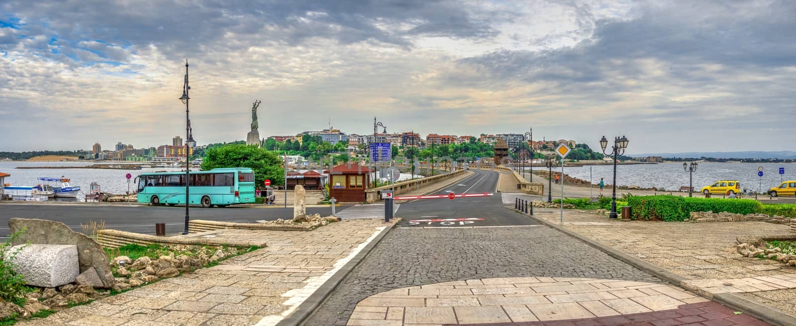 Nessebar, Bulgaria – 07.10.2019.  View of the New Town of Nessebar, Bulgaria, from the side of the entrance to the old city