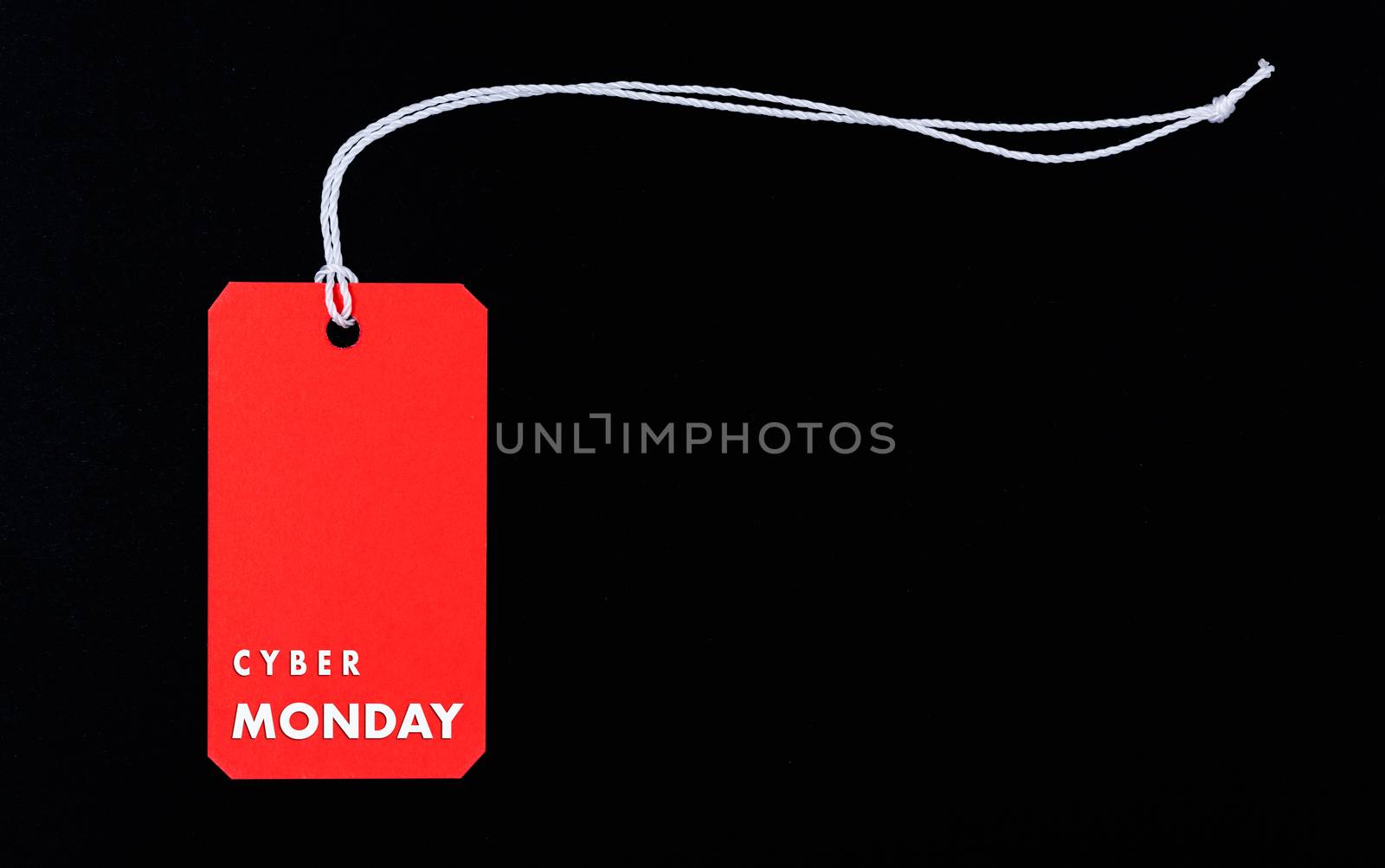 Internet online shopping, Promotion Cyber Monday Sale text on red tag on black background