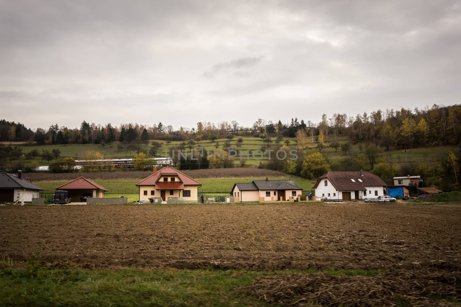 Autumn village landscape. View on landscape in village. Village in Moravia. by petrsvoboda91