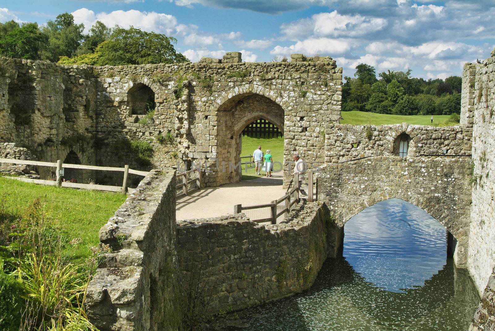 View of the moat surrounding Leeds Castle in Maidstone,Kent,England