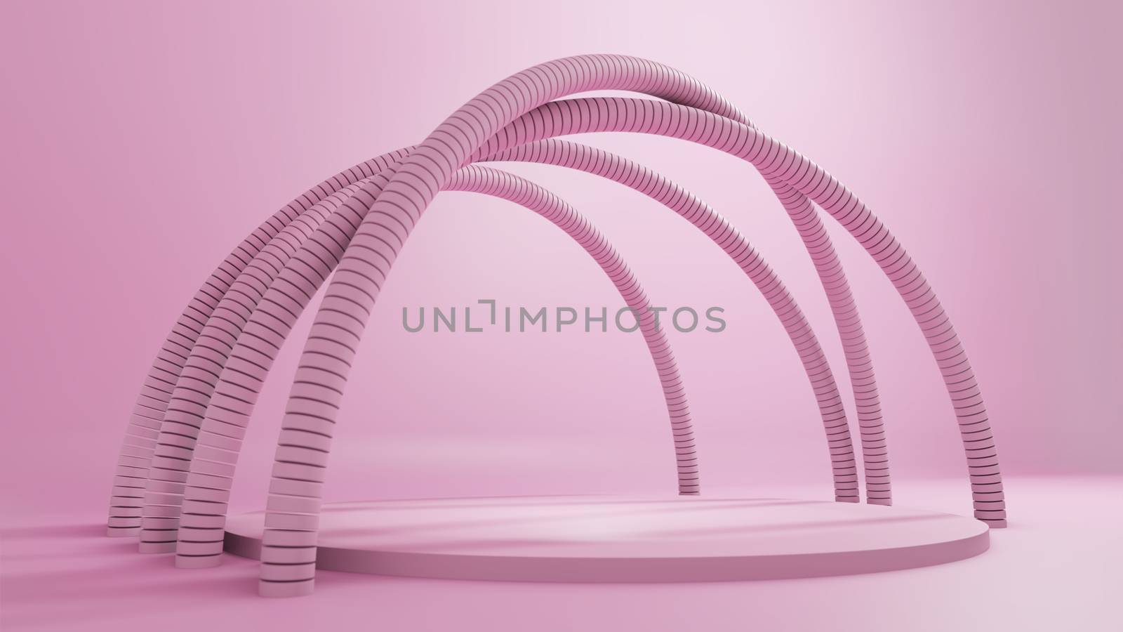 3D rendering, Abstract Geometric Background, Modern Minimalistic Mock Up, Pink Pastel Colors. Empty Space