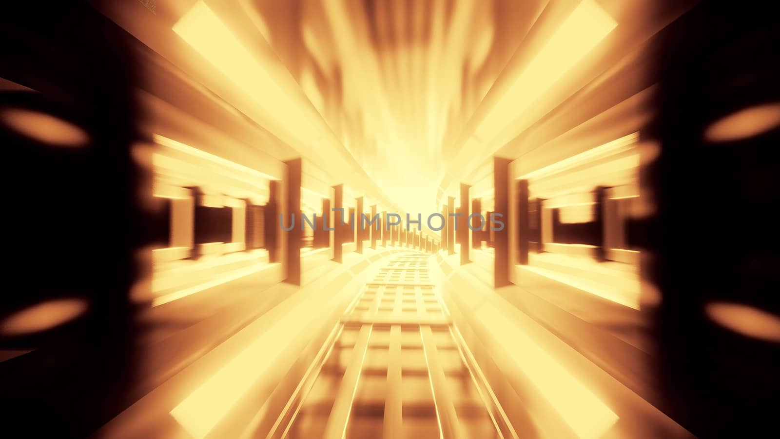 glowing tunnel corridor 3d illustration background wallpaper, dying / end of life stock 3d rendering design