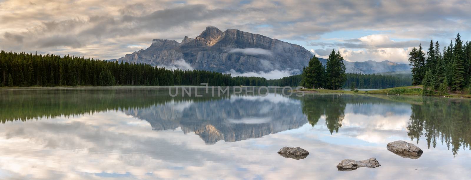 Mount Rundle and Two Jack Lake with early morning mood, Banff Na by alfotokunst