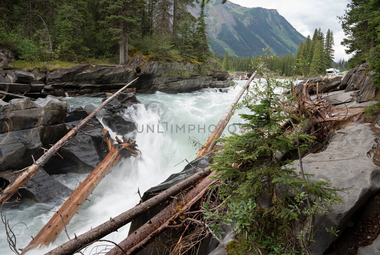 Panoramic image of the Numa Falls within the Kootenay National Park, British Columbia, Canada