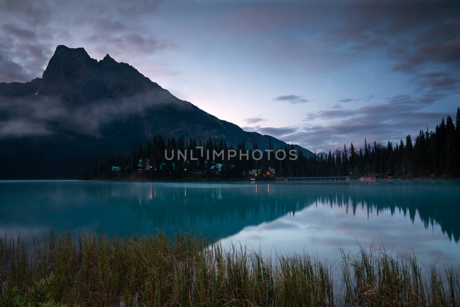 Daybreak at the beautiful Emerald Lake, Yoho National Park, British Columbia, Canada