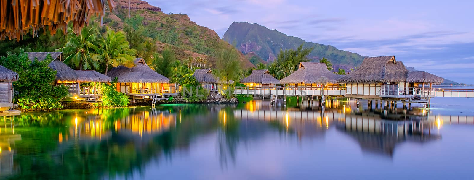 Overwater bungalows, French Polynesia by marcorubino