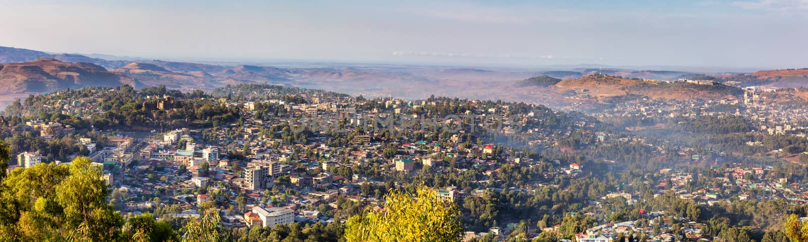 Gondar city with Fasil Ghebbi, Ethiopia by artush