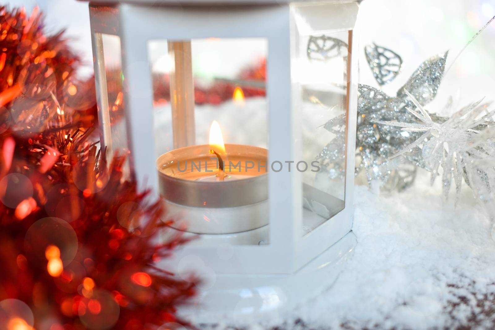 Festive background with lantern, christmas decoration. by GraffiTimi