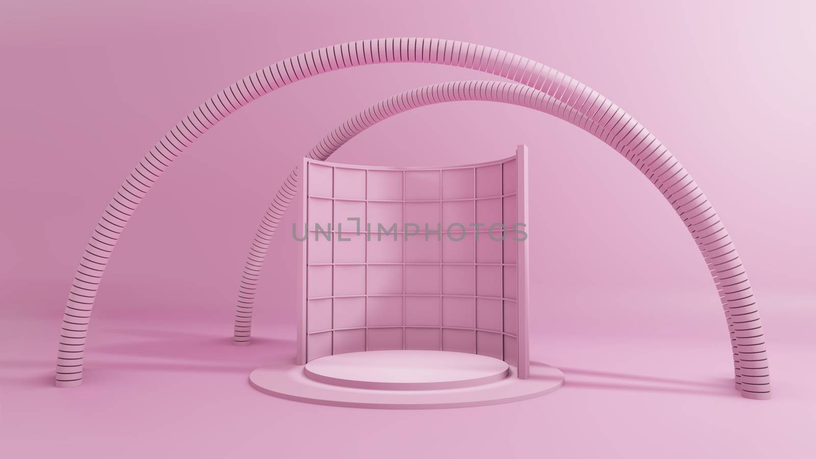 3D rendering, Abstract Geometric Background, Modern Minimalistic Mock Up, Pink Pastel Colors. Empty Space