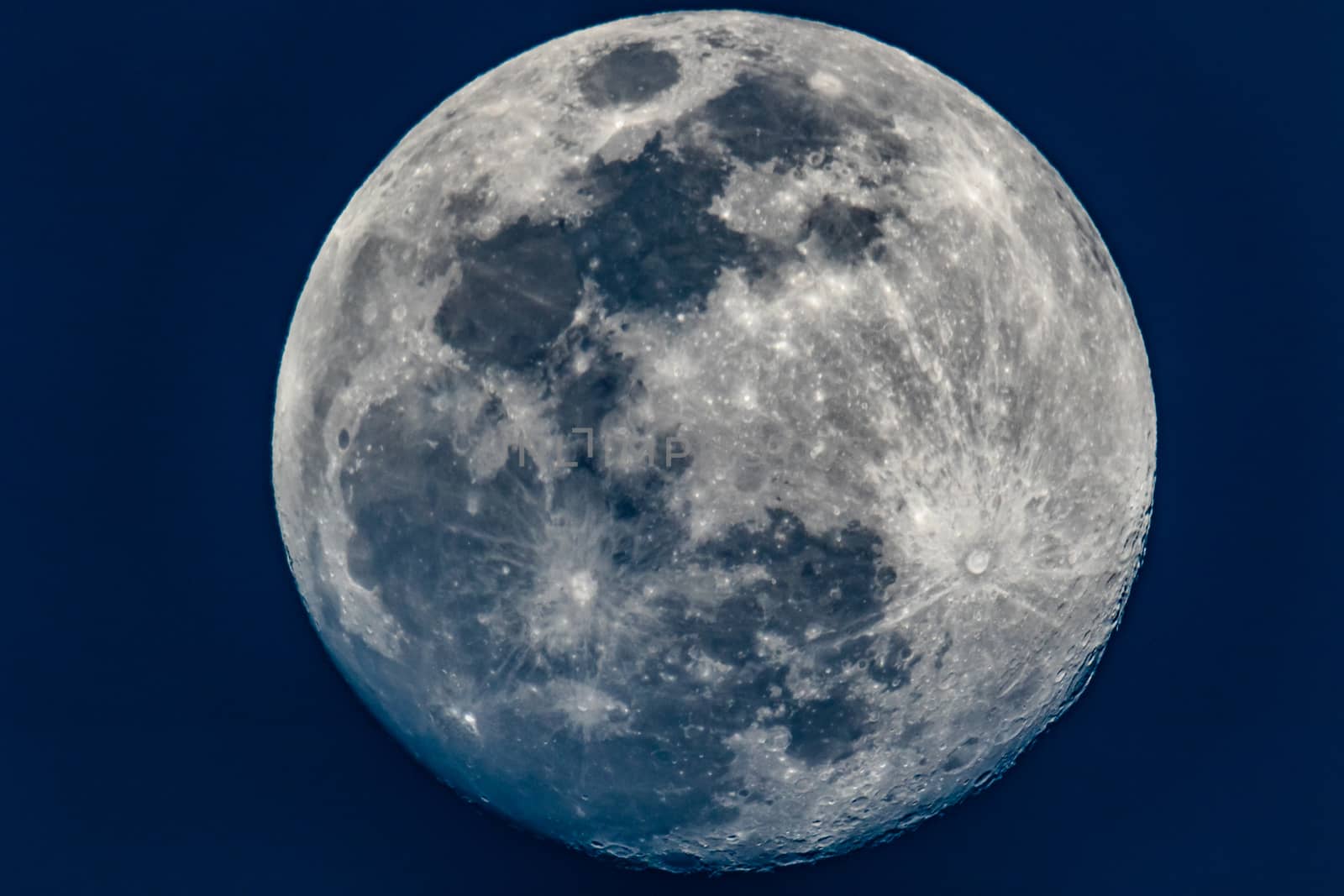 Moon closeup showing the details of the lunar surface. March 19, 2019