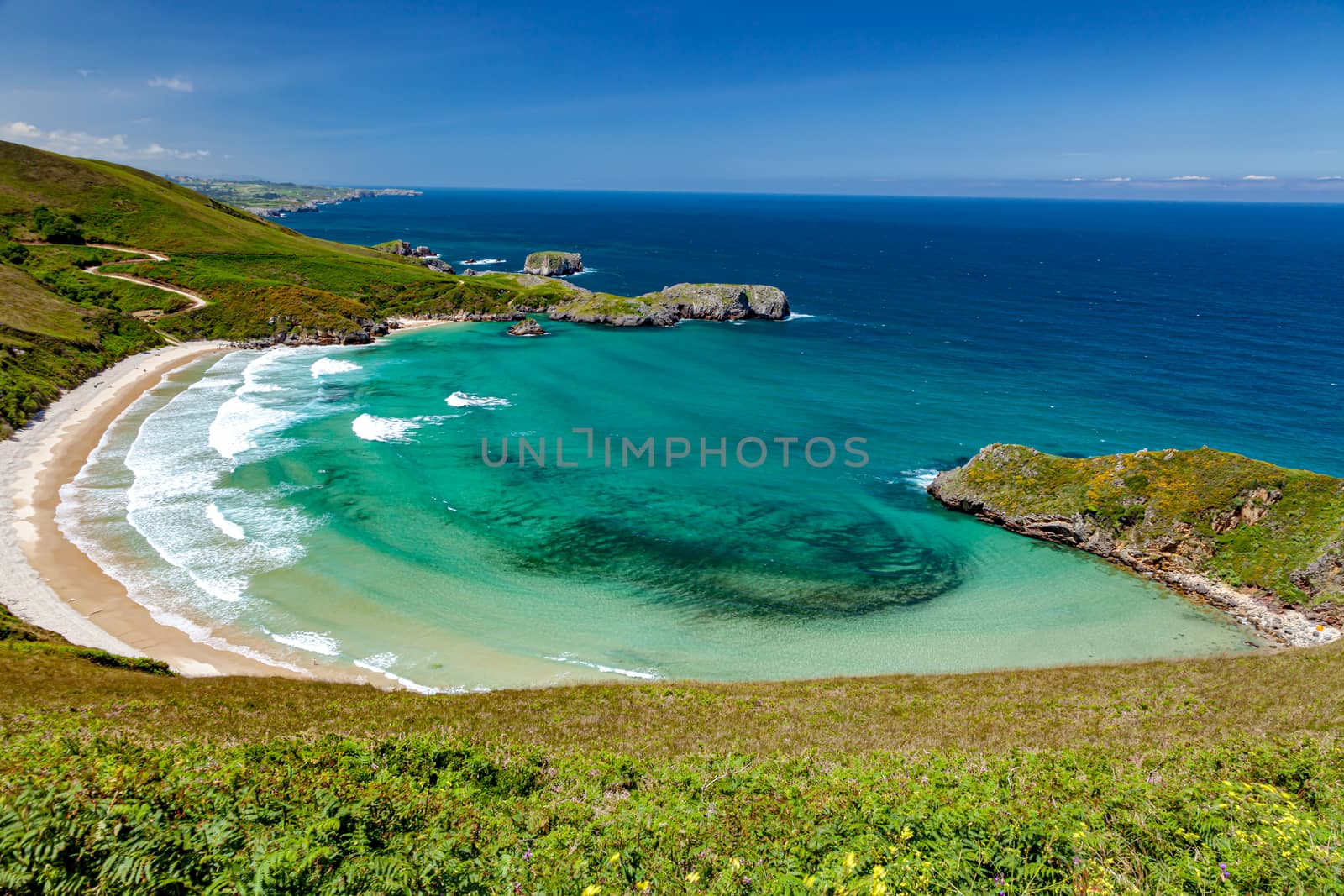 Beach of Torimbia near to Llanes village in Asturias Spain