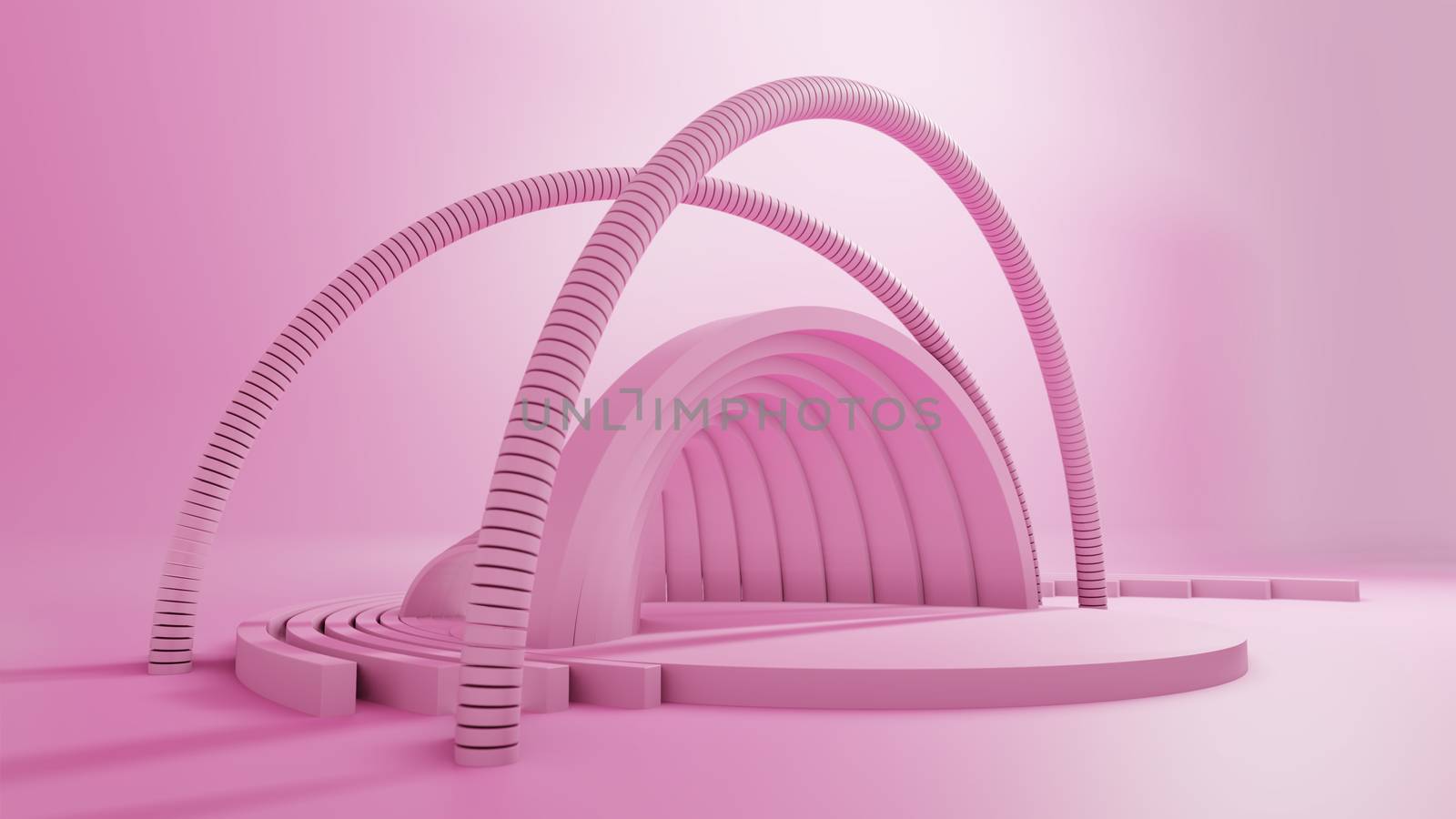 3D rendering, Abstract Geometric Background, Modern Minimalistic Mock Up, Pink Pastel Colors. Empty Space