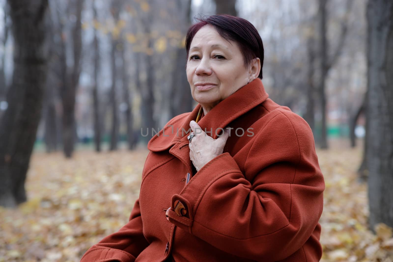 Senior woman in the park in autumn by bonilook