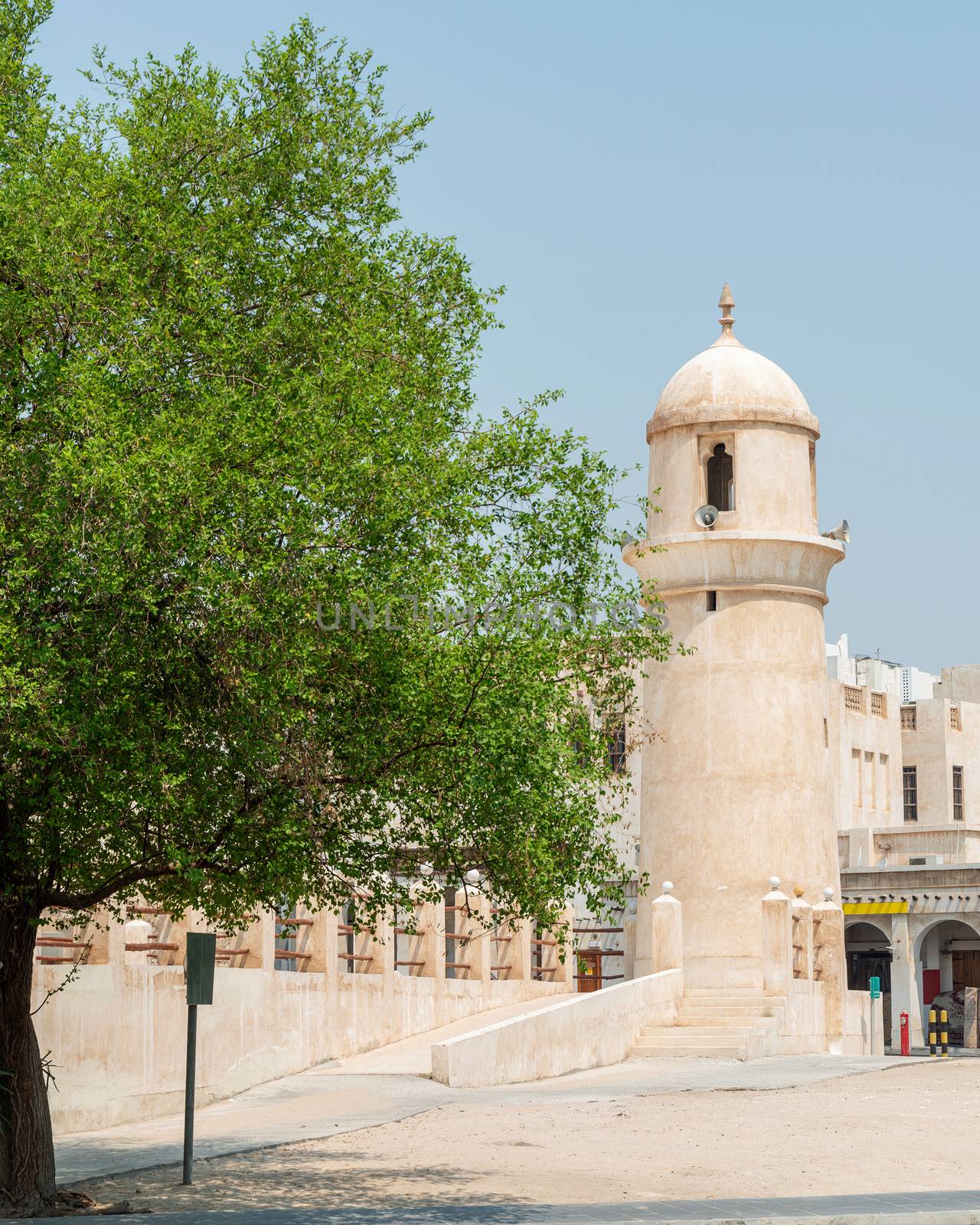 Souq Waqif Mosque minaret in Doha by dutourdumonde