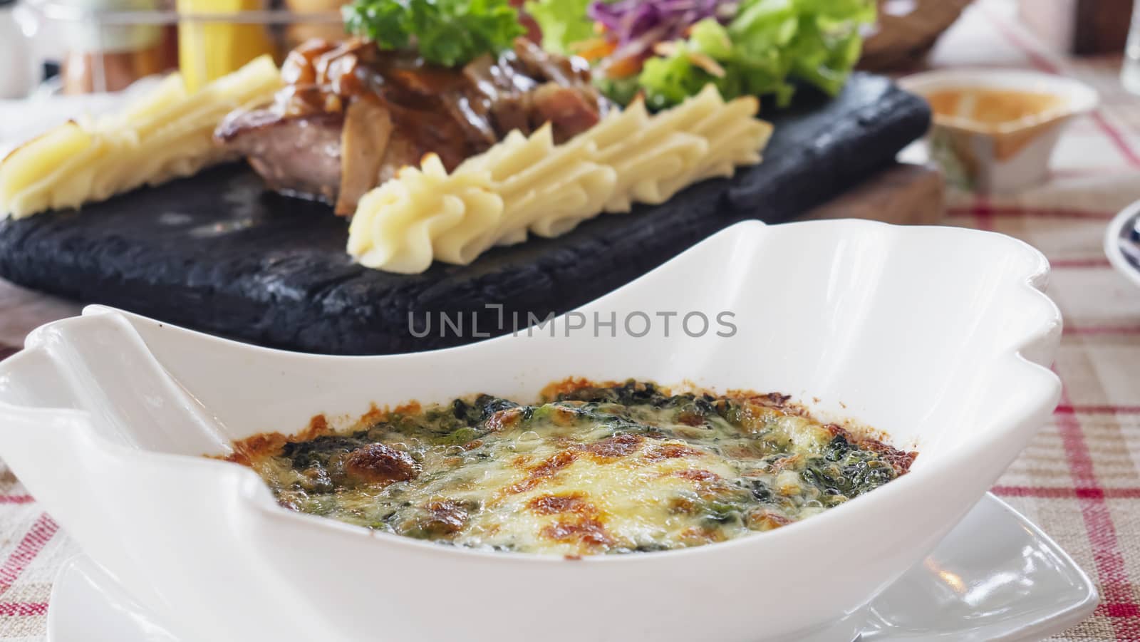 Spinach Cheese Bake Recipe - famous delicious Italian food for background use by pairhandmade