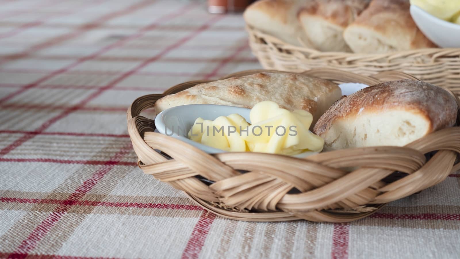 Bread with butter appetizer recipes - bread appetizer served before main course for background use