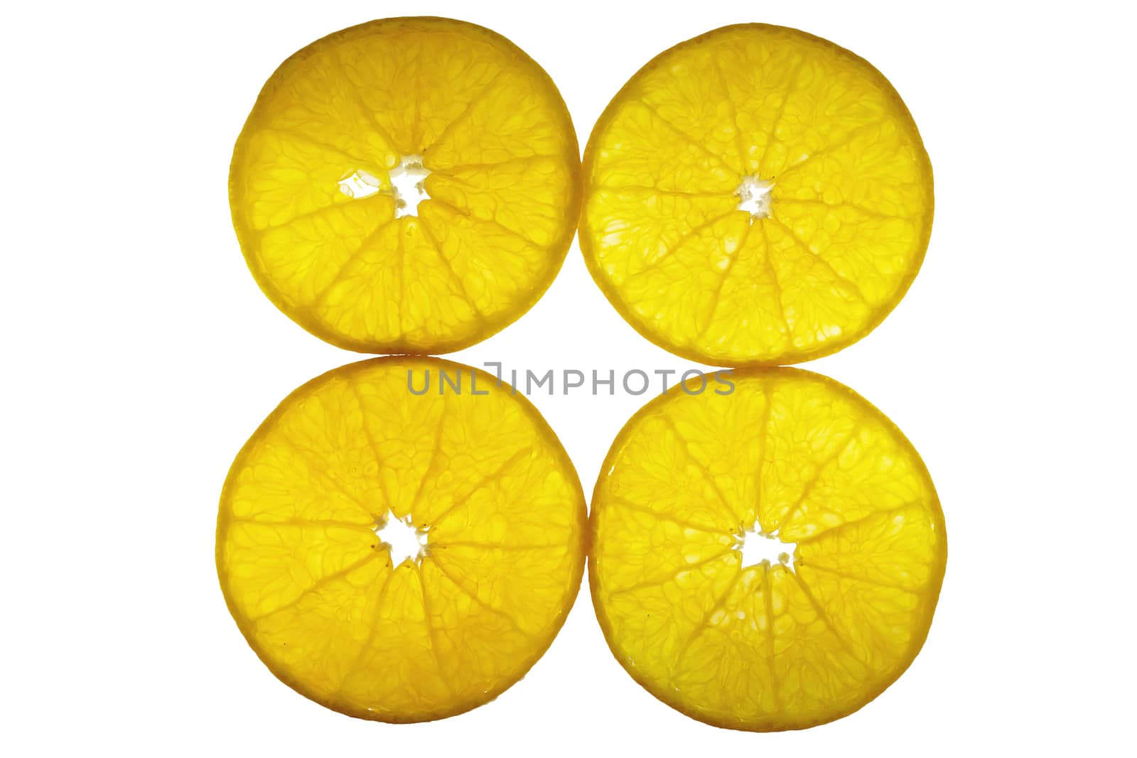 Fresh sliced juicy orange fruit set over white background - tropical orange fruit texture for background use by pairhandmade