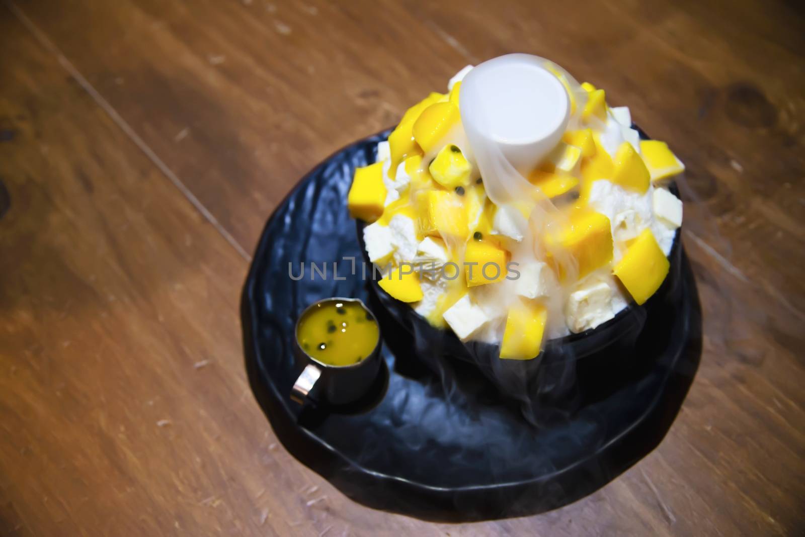 Smoky bingsu sweet dessert - Korean style sweet dessert for background use by pairhandmade